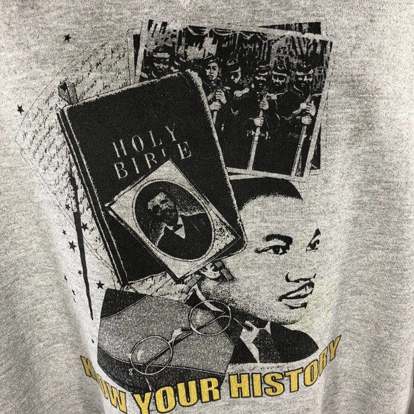 VTG MARTIN LUTHER KING JR SWEATSHIRT ADULT XL DOUBLE SIDED GRAY DISCOLORED - Picture 13 of 15